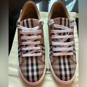 Burberry Check and Leather Sneakers
